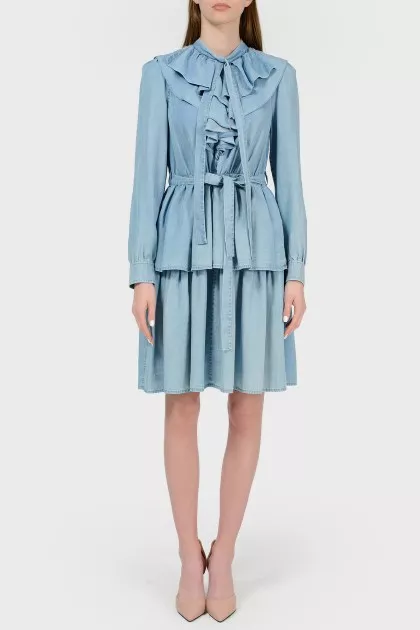 Denim's dress with flower stalls with tag