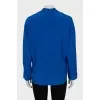 Blue silk V-neck blouse