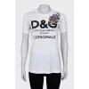 White T-shirt with floral embroidery