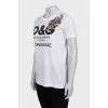 White T-shirt with floral embroidery