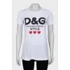 White T-shirt with branded print
