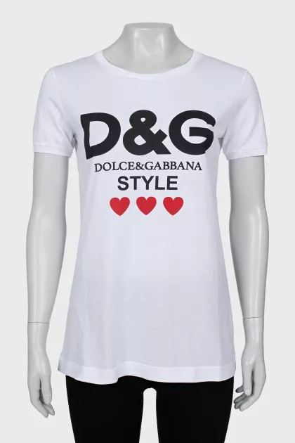 White T-shirt with branded print