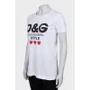 White T-shirt with branded print