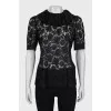 Lace blouse with zipper