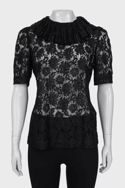 Lace blouse with zipper