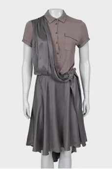 Gray dress with buttons
