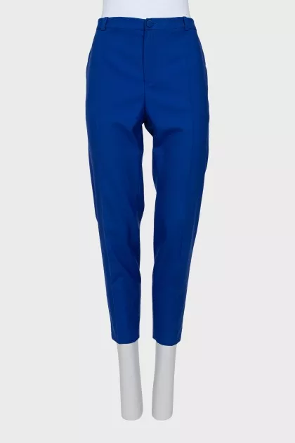 Blue wool trousers with creases