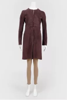 Suede fitted coat with tag