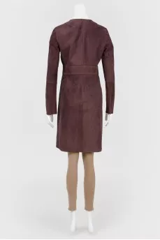 Suede fitted coat with tag