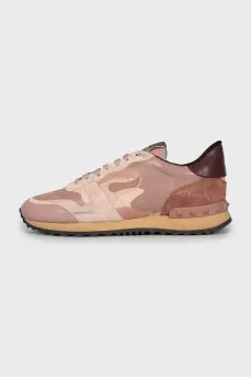 Pink leather and suede sneakers