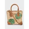 Straw bag with beads and sequins