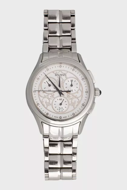 Silver watch with diamonds