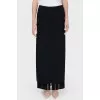 Black straight skirt with fringes