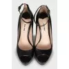 Leather open toe shoes with strap