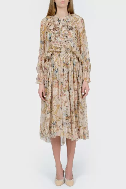 Silk dress in a flower print