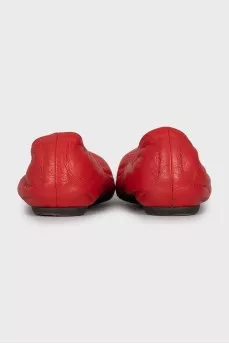 Red leather ballet flats