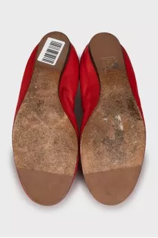 Red leather ballet flats