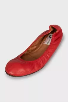 Red leather ballet flats