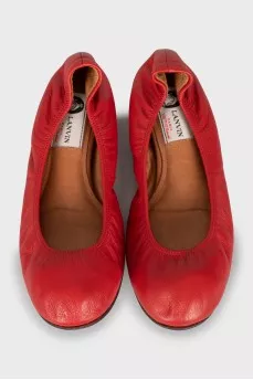 Red leather ballet flats