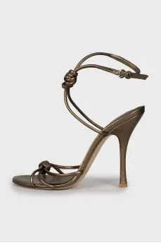 Gold leather sandals