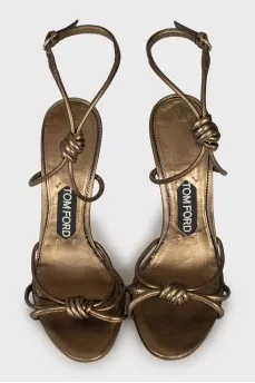 Gold leather sandals