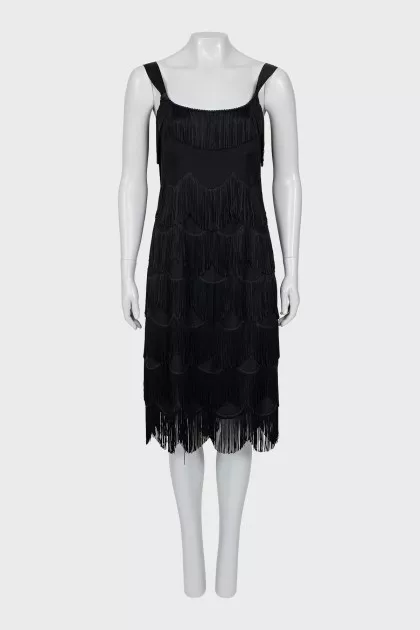 Straight dress with fringe