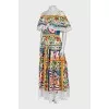 Dress with lace in bright print