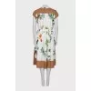 Silk dress with bird print