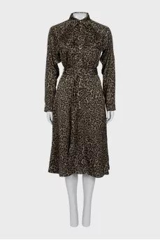 Leopard print belted dress
