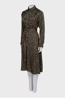Leopard print belted dress