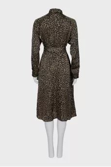 Leopard print belted dress