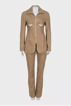 Denim suit of trousers and jacket