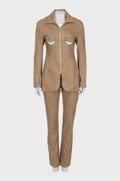 Denim suit of trousers and jacket