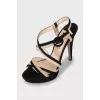 Black and beige suede sandals