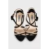 Black and beige suede sandals