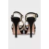 Black and beige suede sandals