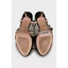 Black and beige suede sandals