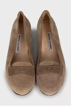 Brown suede ballet flats