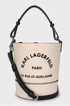 Grey leather bucket bag