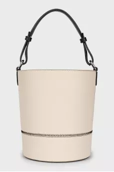 Grey leather bucket bag