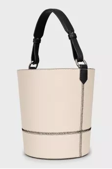 Grey leather bucket bag