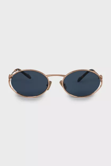 Oval sunglasses with gold frame