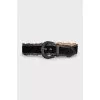 Leather belt decorated with velvet