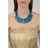 Necklace with turquoise trapezoidal stones with tag