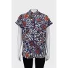 White silk blouse with floral print