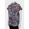 White silk blouse with floral print