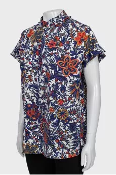 White silk blouse with floral print