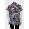 White silk blouse with floral print
