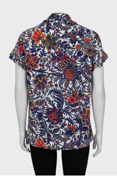 White silk blouse with floral print
