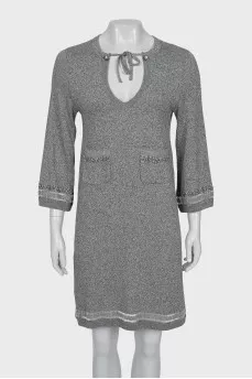 Straight dress with rhinestones
